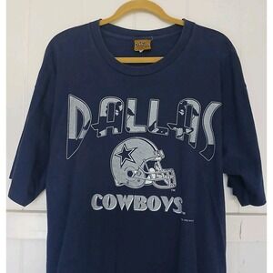 Dallas Cowboys Vintage 90s T-Shirt Logo Spell Out Men's XL Navy Nutmeg USA Made